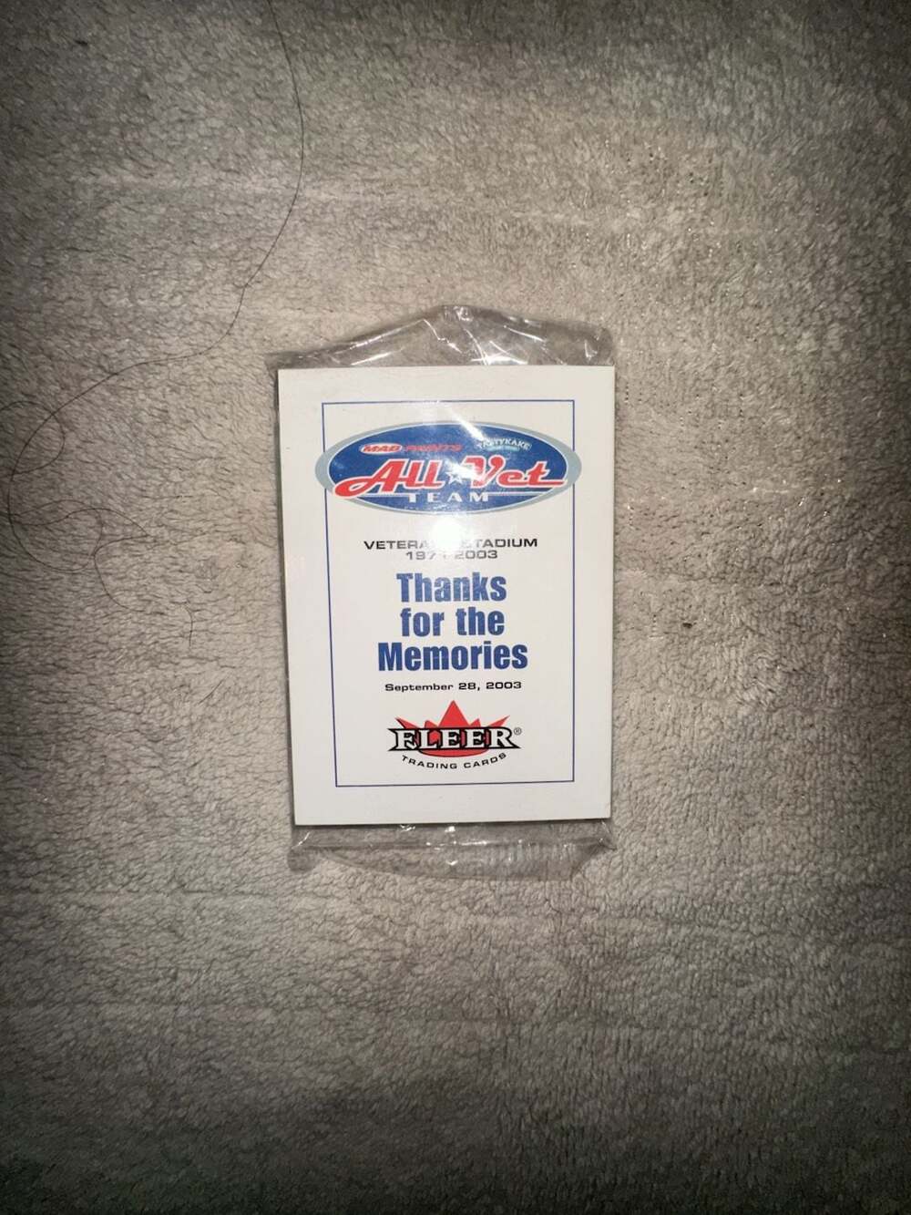 2003 Fleer Phillies All Vet Team Veterans Stadium Thanks for the Memories Sealed